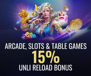 Arcade, Slots & Table Games 15% Unlimited Reload Bonus